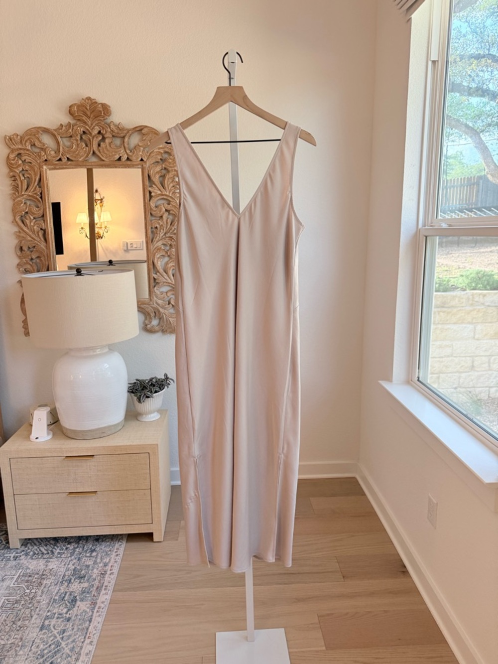 A New Day Champagne color V-neck satin slip dress NWT - Picture 5 of 6